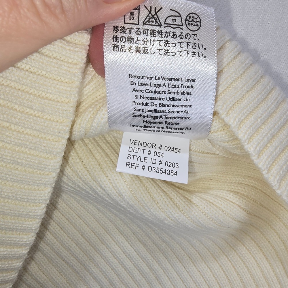 Eddie Bauer Mens Large Cream Ribbed V-Neck Cotton Knit Long Sleeve Sweater - Picture 12 of 13